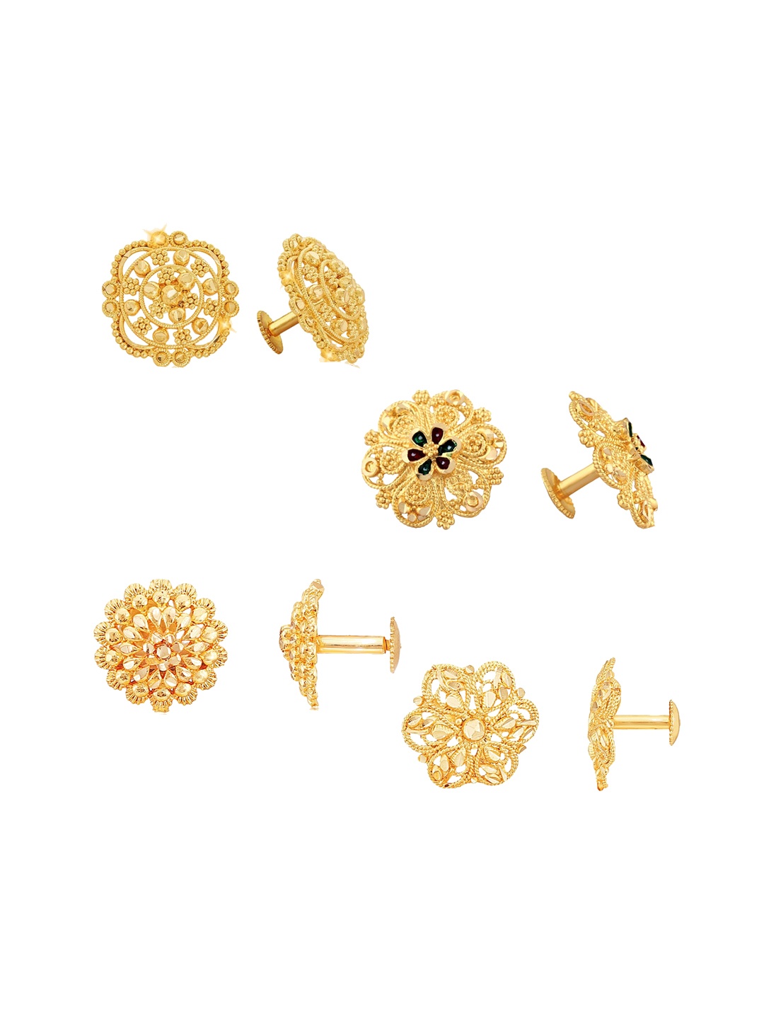 

Vighnaharta Gold-Toned Floral Hoop Earrings