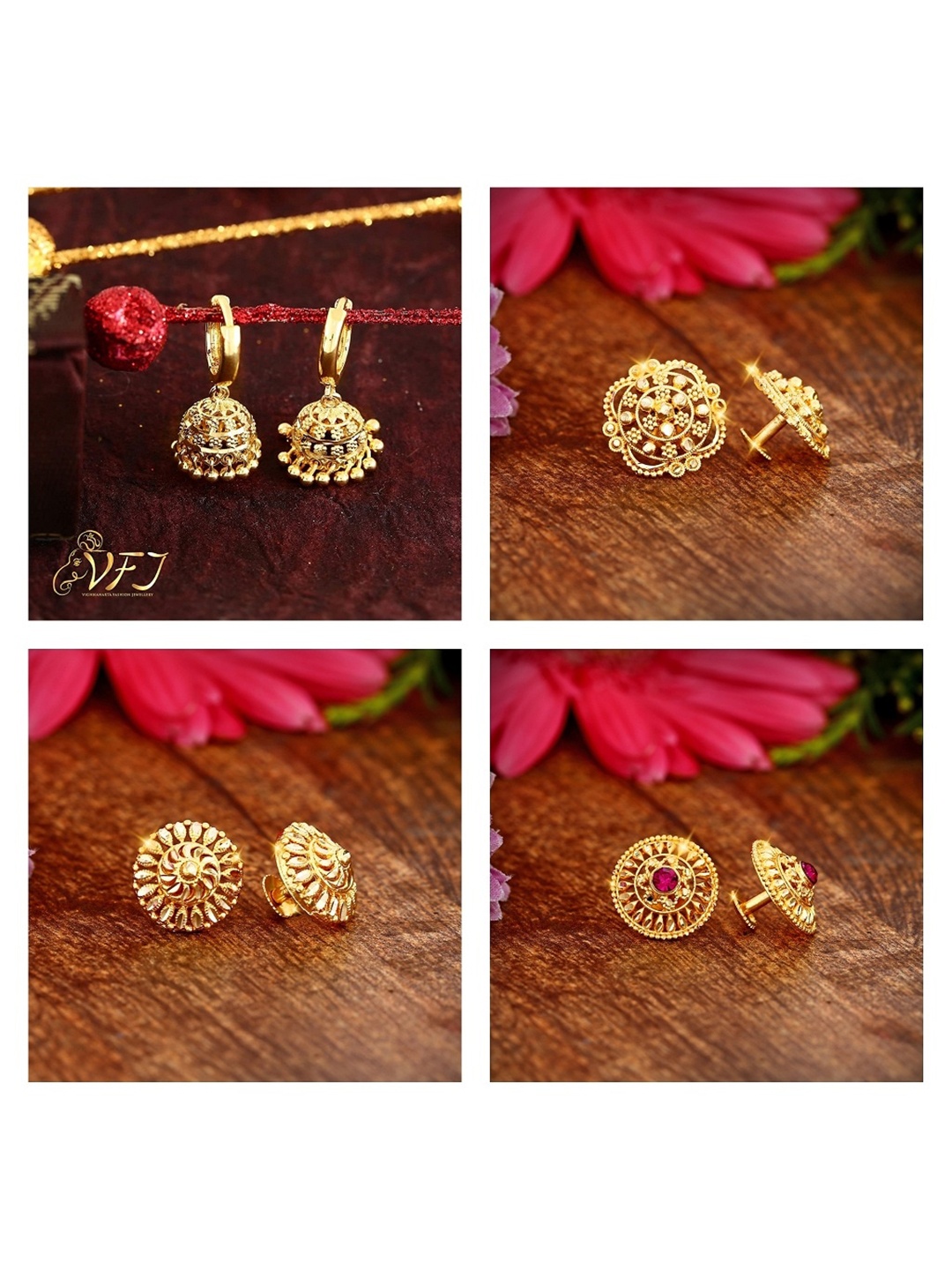 

Vighnaharta Gold-Toned Floral Studs Earrings
