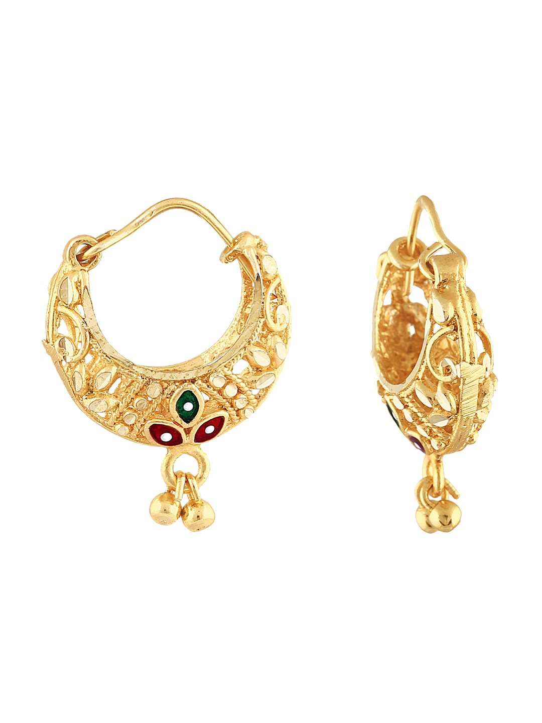 

Vighnaharta Gold-Toned Floral Hoop Earrings