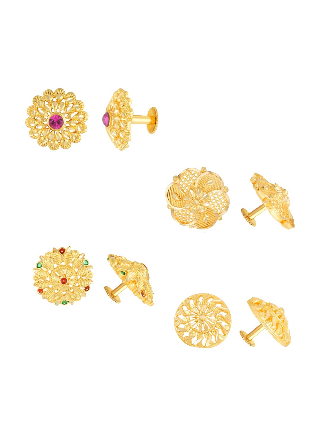 

Vighnaharta Gold-Toned Floral Hoop Earrings