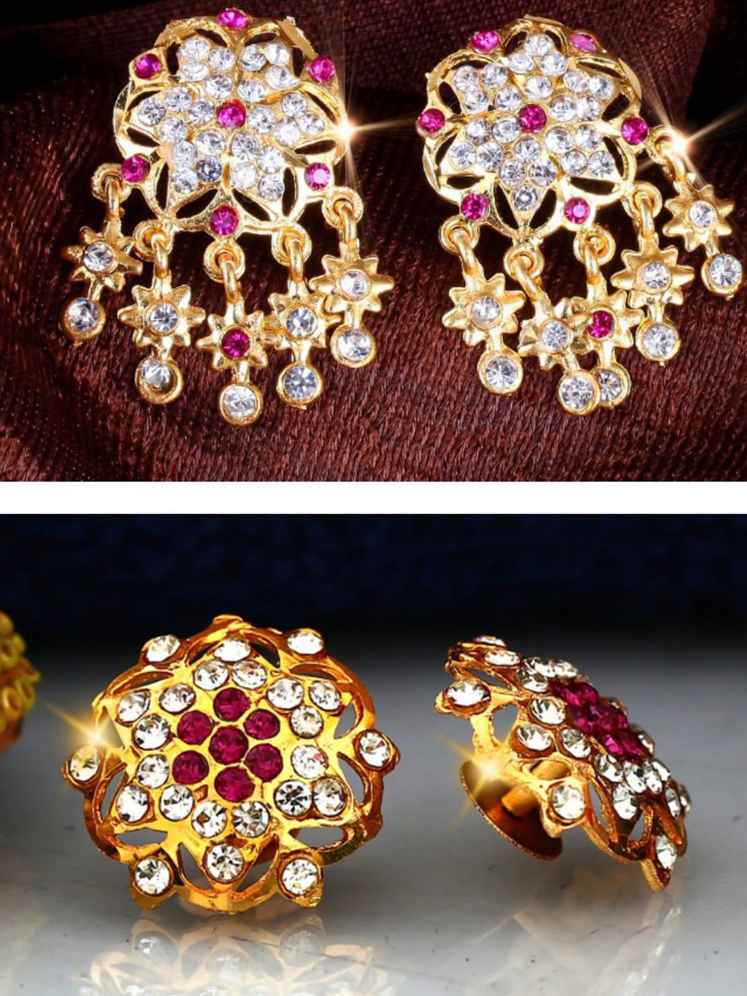 

Vighnaharta Gold-Toned Floral Drop Earrings