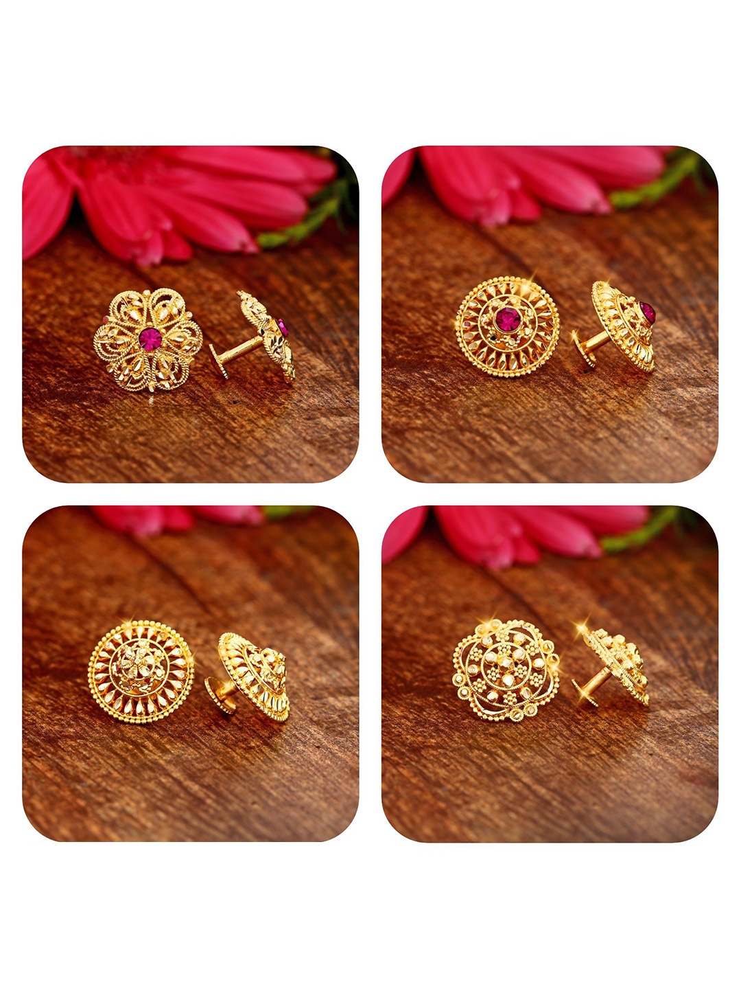 

Vighnaharta Gold-Toned Floral Studs Earrings