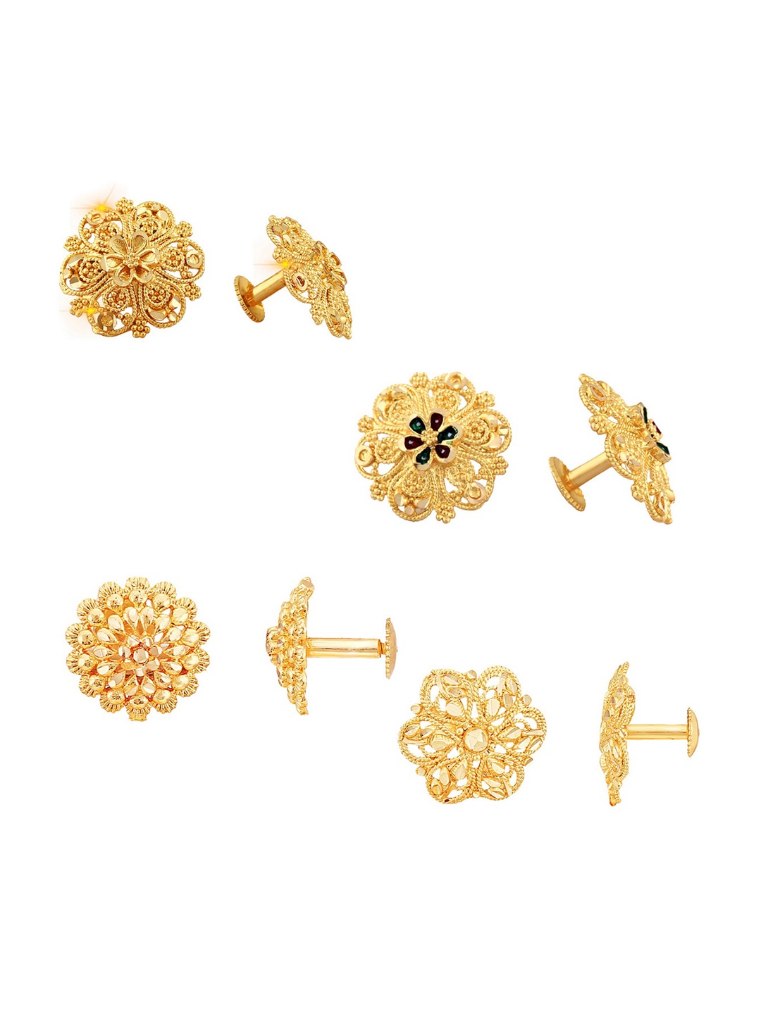 

Vighnaharta Gold-Toned Floral Hoop Earrings