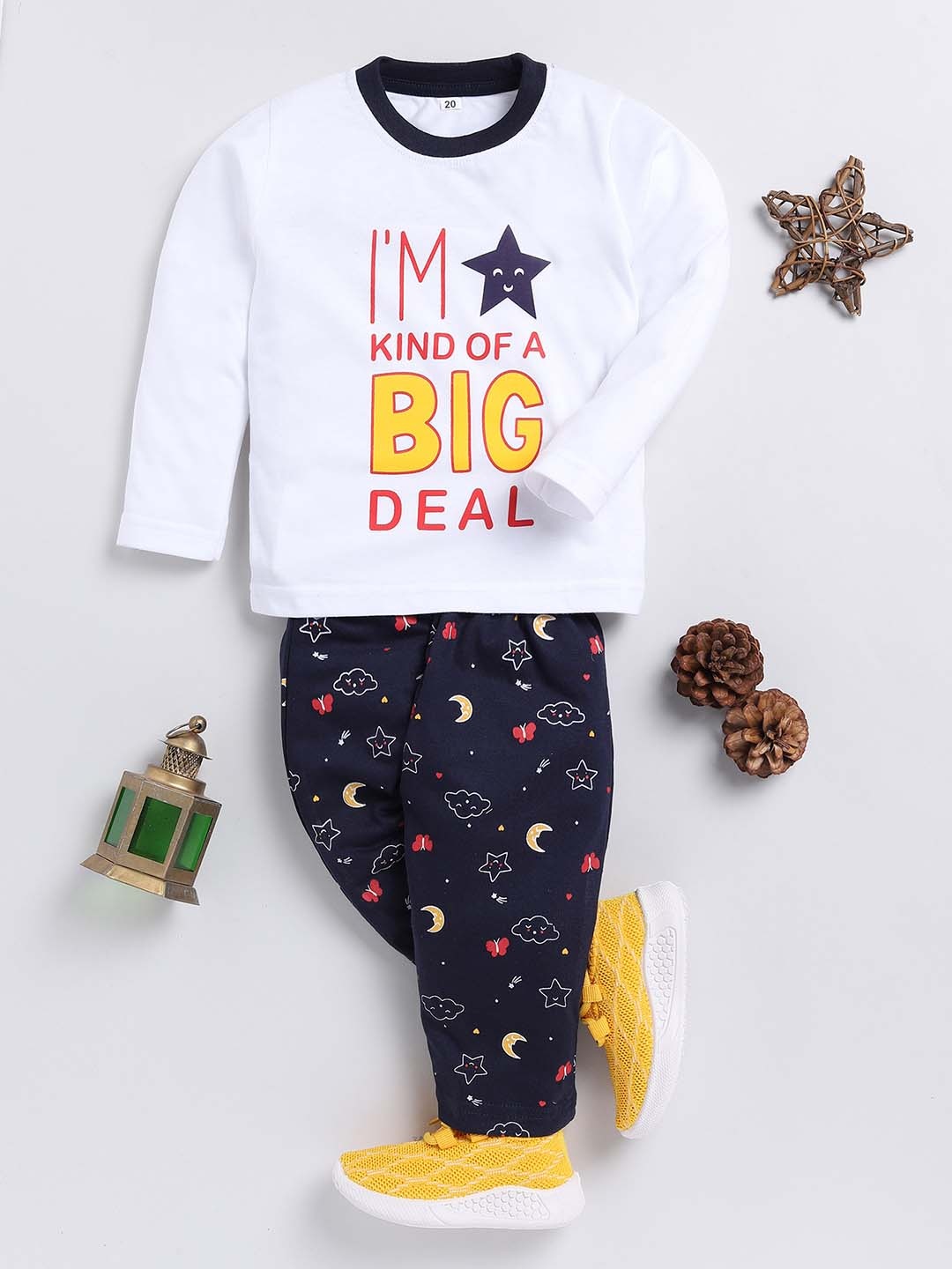 

carrydreams Girls Typography Printed T-shirt with Trousers, White