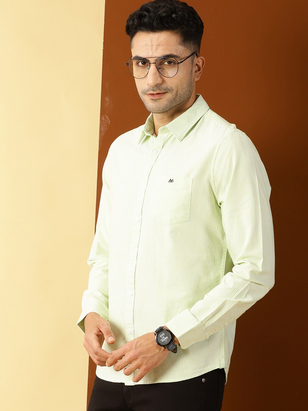 

Thomas Scott Men Smart Slim Fit Opaque Casual Shirt, Green