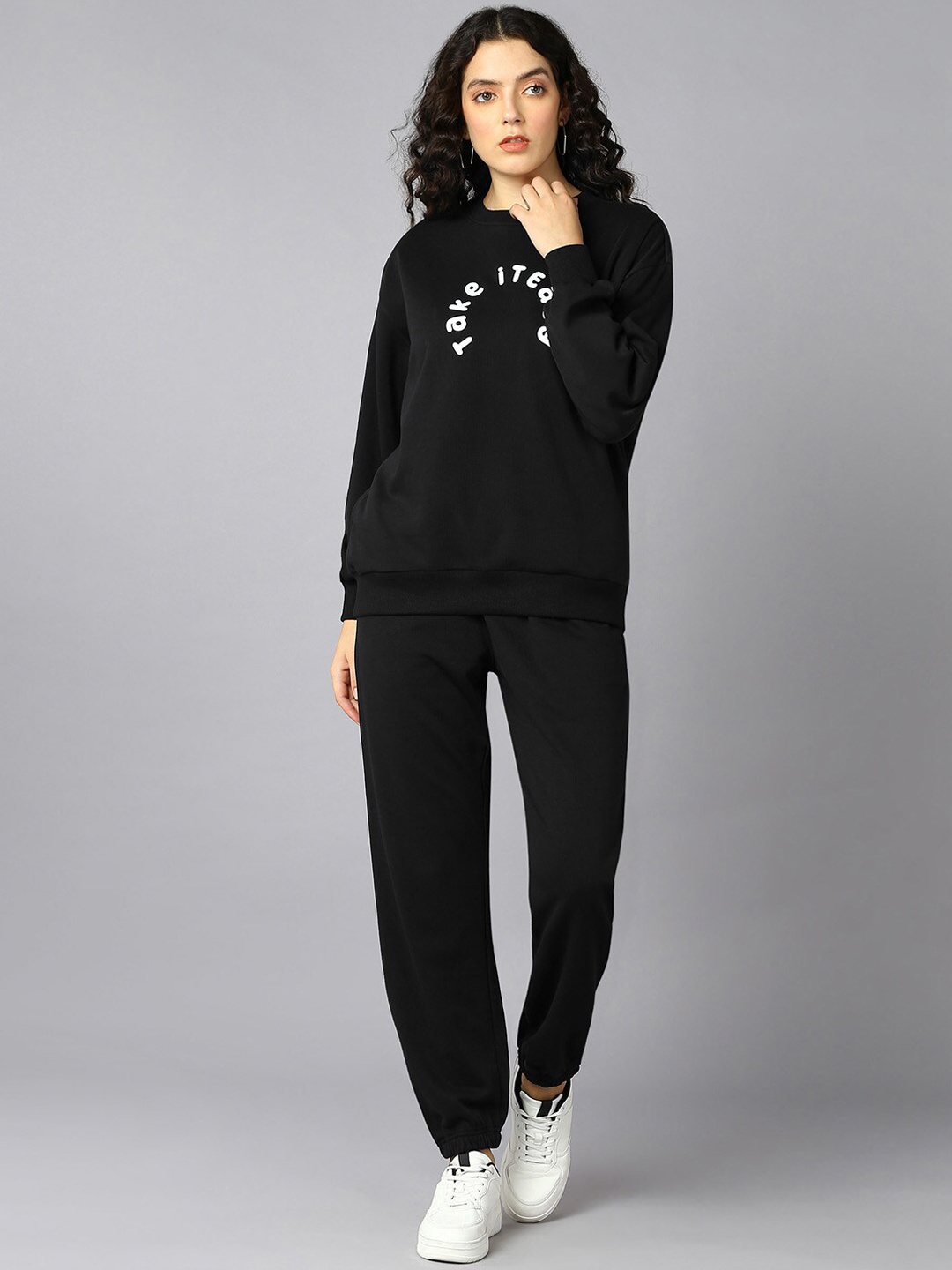 

The Roadster Lifestyle Co. Printed Hooded Sweatshirt & Joggers, Black