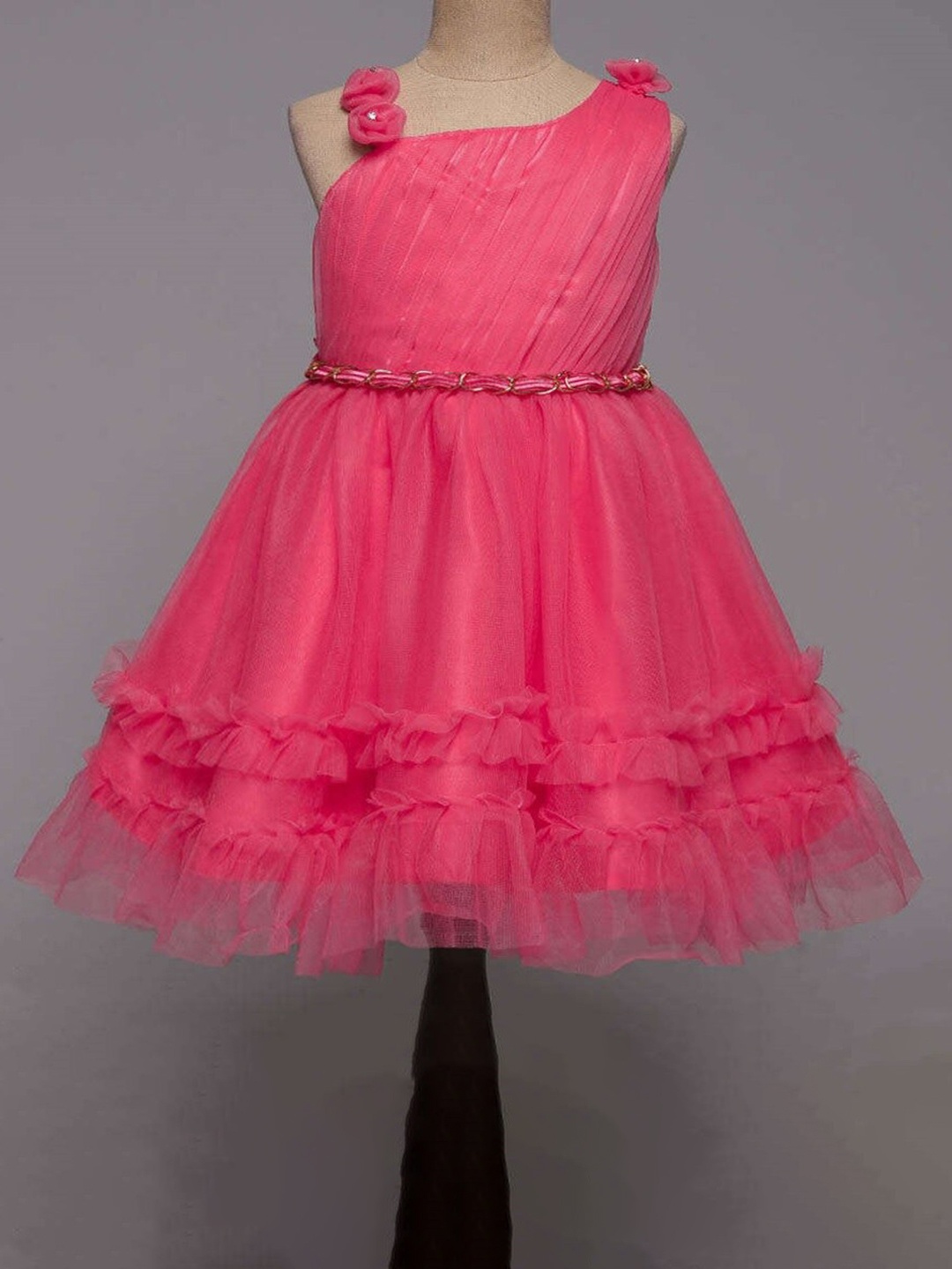 

The Magic Wand Peach-Coloured Fit & Flare Dress