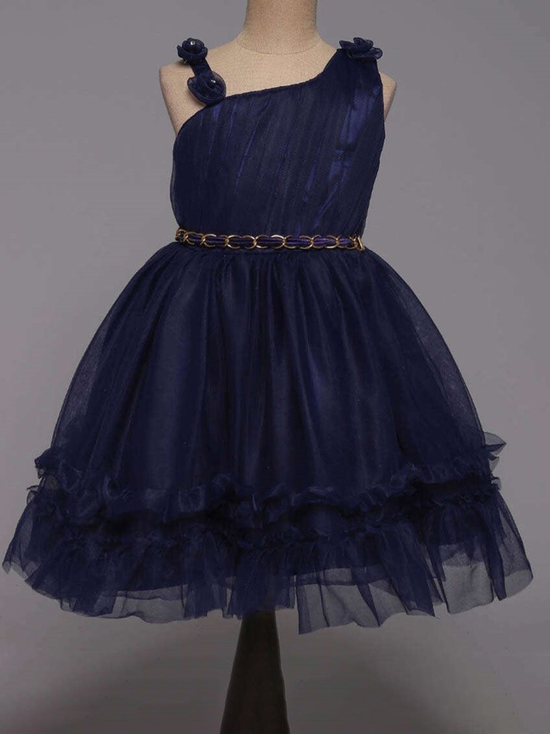 

The Magic Wand Navy Blue Fit & Flare Maxi Dress