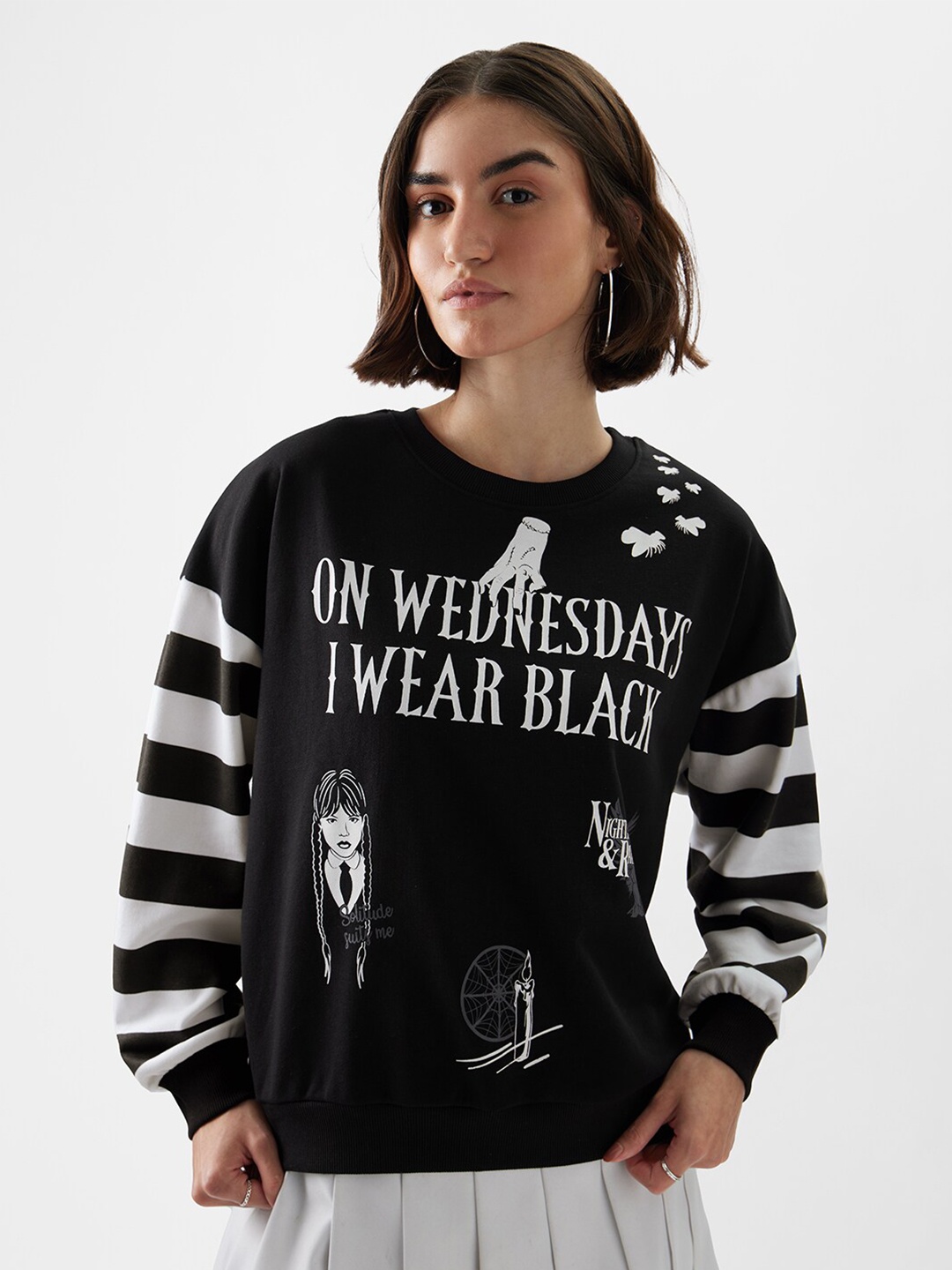 

The Souled Store Women Black Printed Sweatshirt