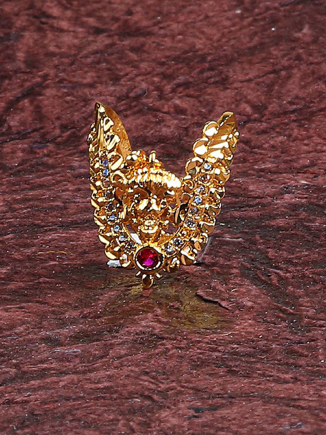 

GRIIHAM Gold Plated American Diamond Stone Studded Adjustable Finger Ring