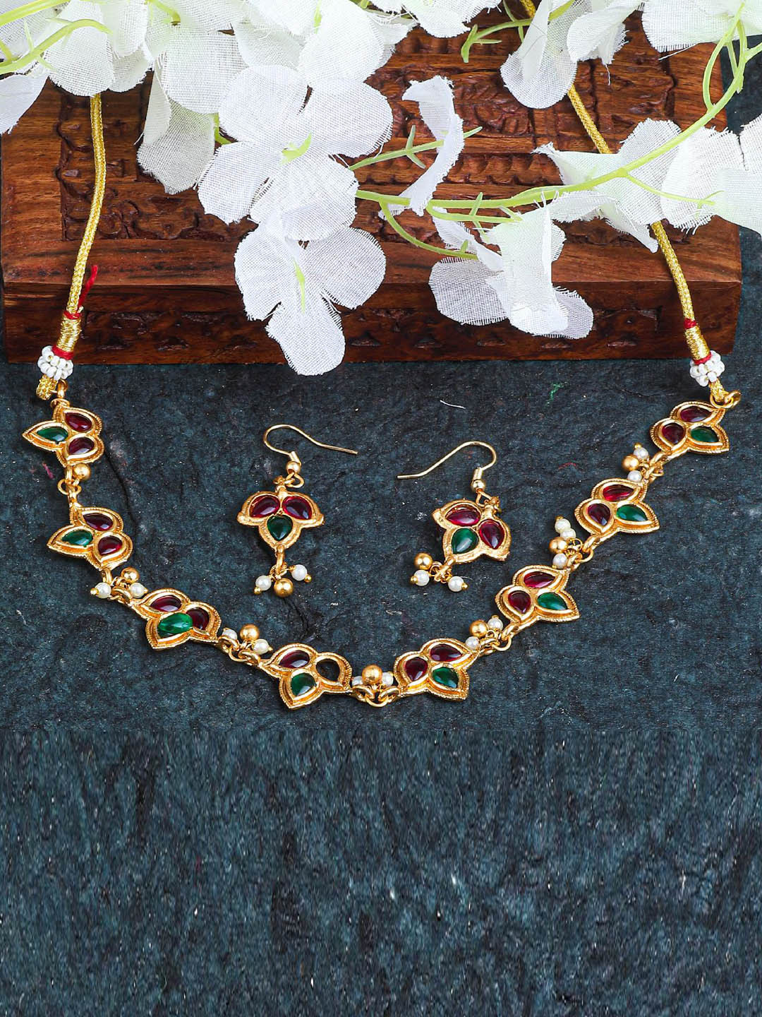 

GRIIHAM Gold-Plated American Diamond Studded Jewellery Set