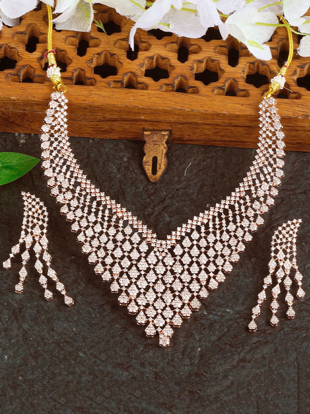 

GRIIHAM Rose Gold-Plated CZ Studded Jewellery Set