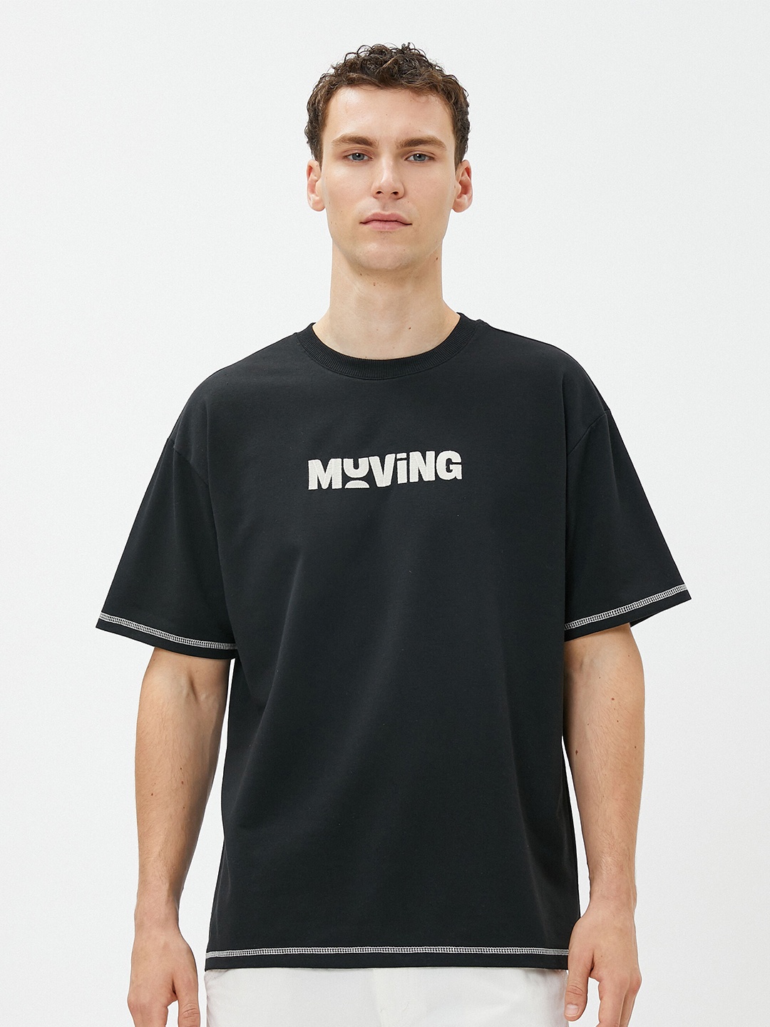 

Koton Men Typography Printed Applique T-shirt, Na