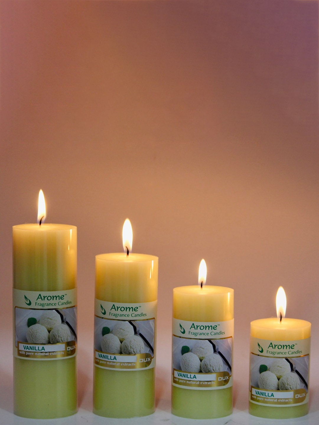 

Parkash Candles 4-Pcs Yellow Vanilla Scented Pillar Candles