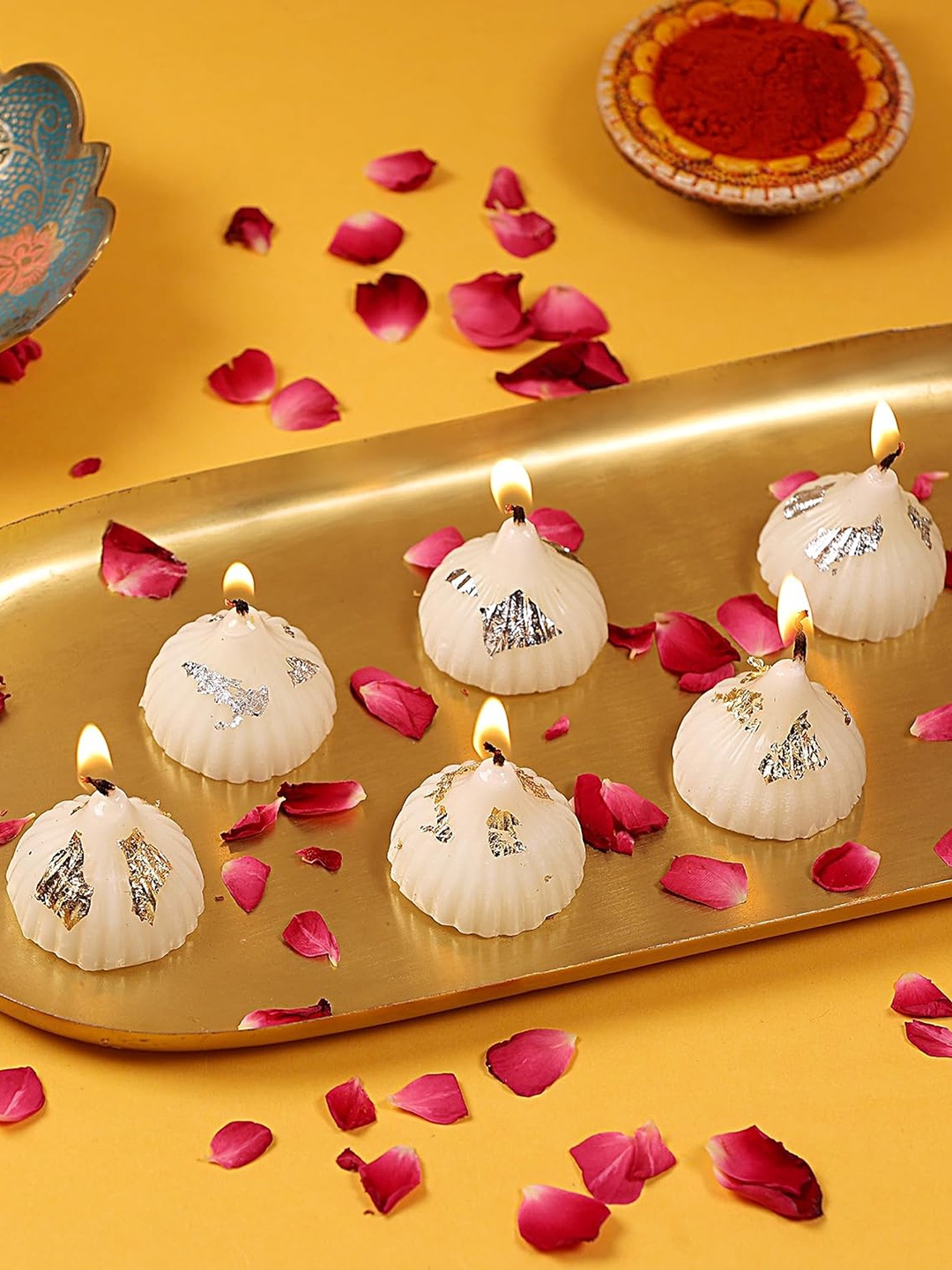 

Parkash Candles White 6 Pieces Modak Shaped Candles