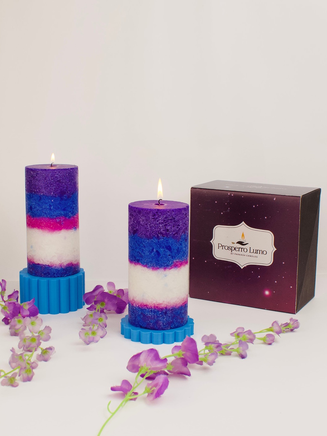 

Parkash Candles Purple & Blue 2 Pieces Scented Pillar Candles