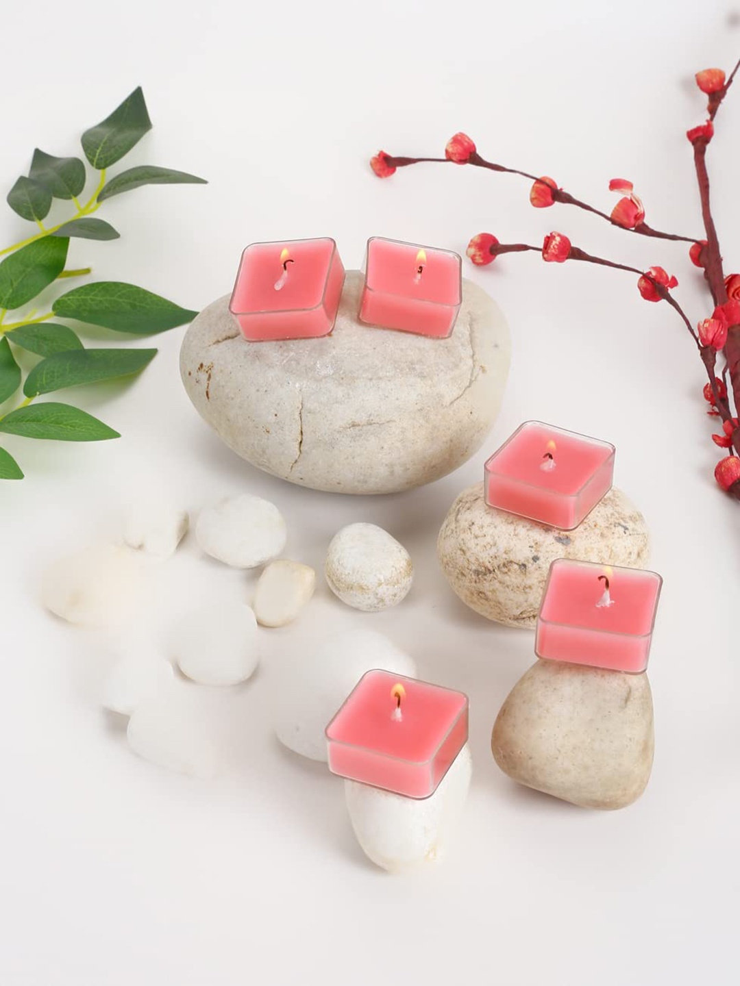 

Parkash Candles Pink 9 Pieces Square Shaped Rose Scented Tealight Candles