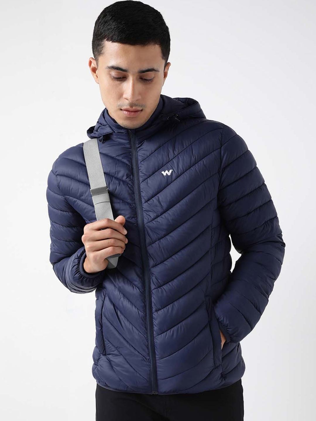 

Wildcraft Men Navy Blue Geometric Insulator Longline Quilted Jacket