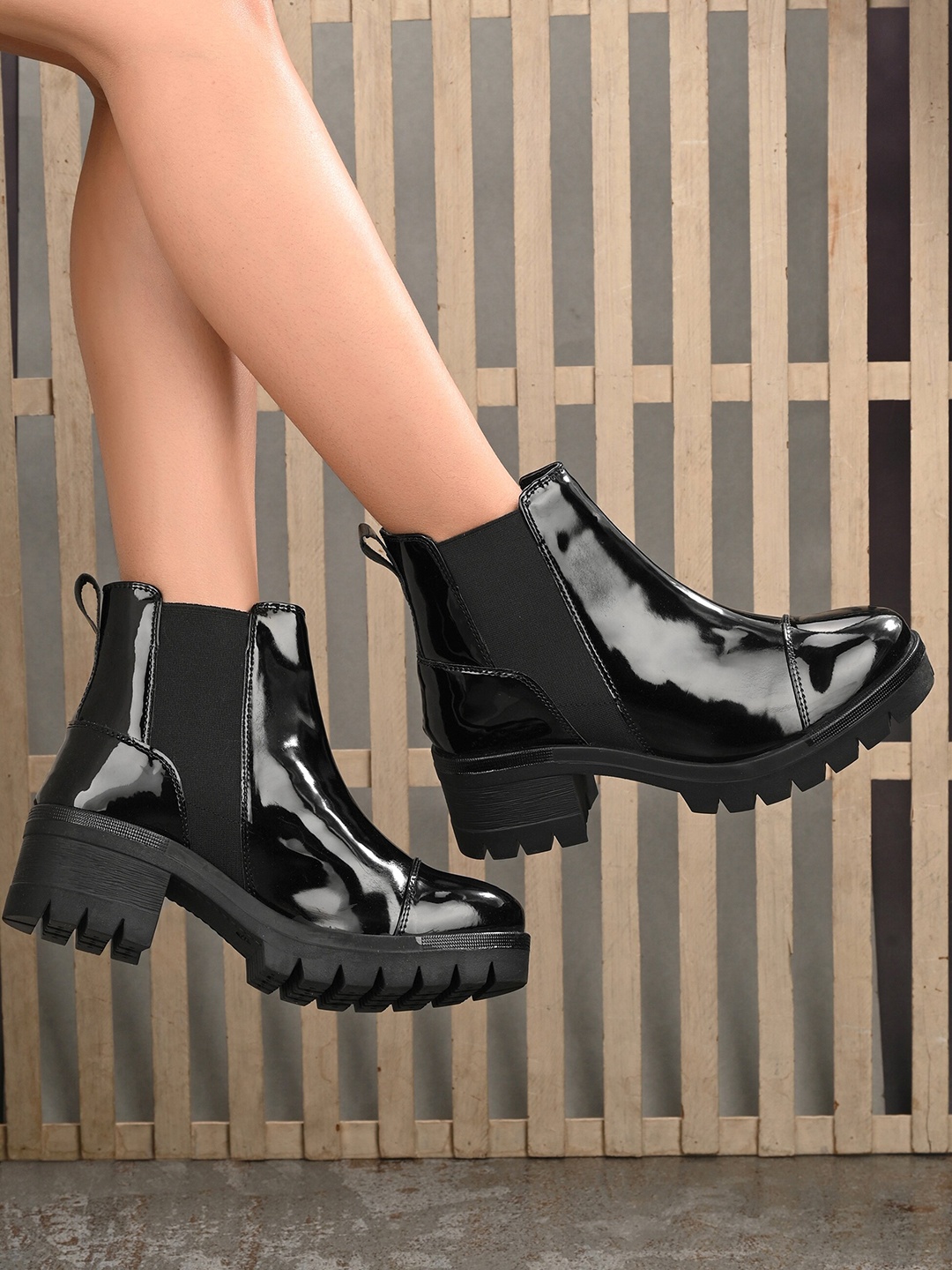 

MISEEN Women Mid Top Platform Heel Chelsea Boots, Black