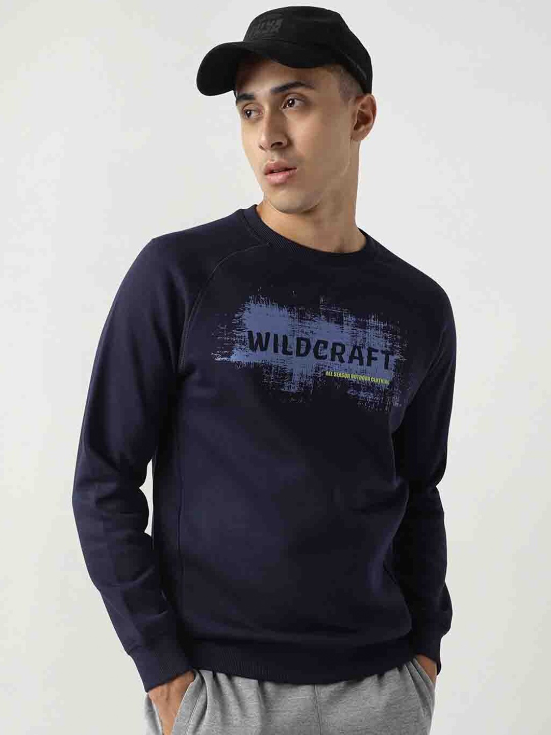 

Wildcraft Men Navy Blue Printed Sweatshirt