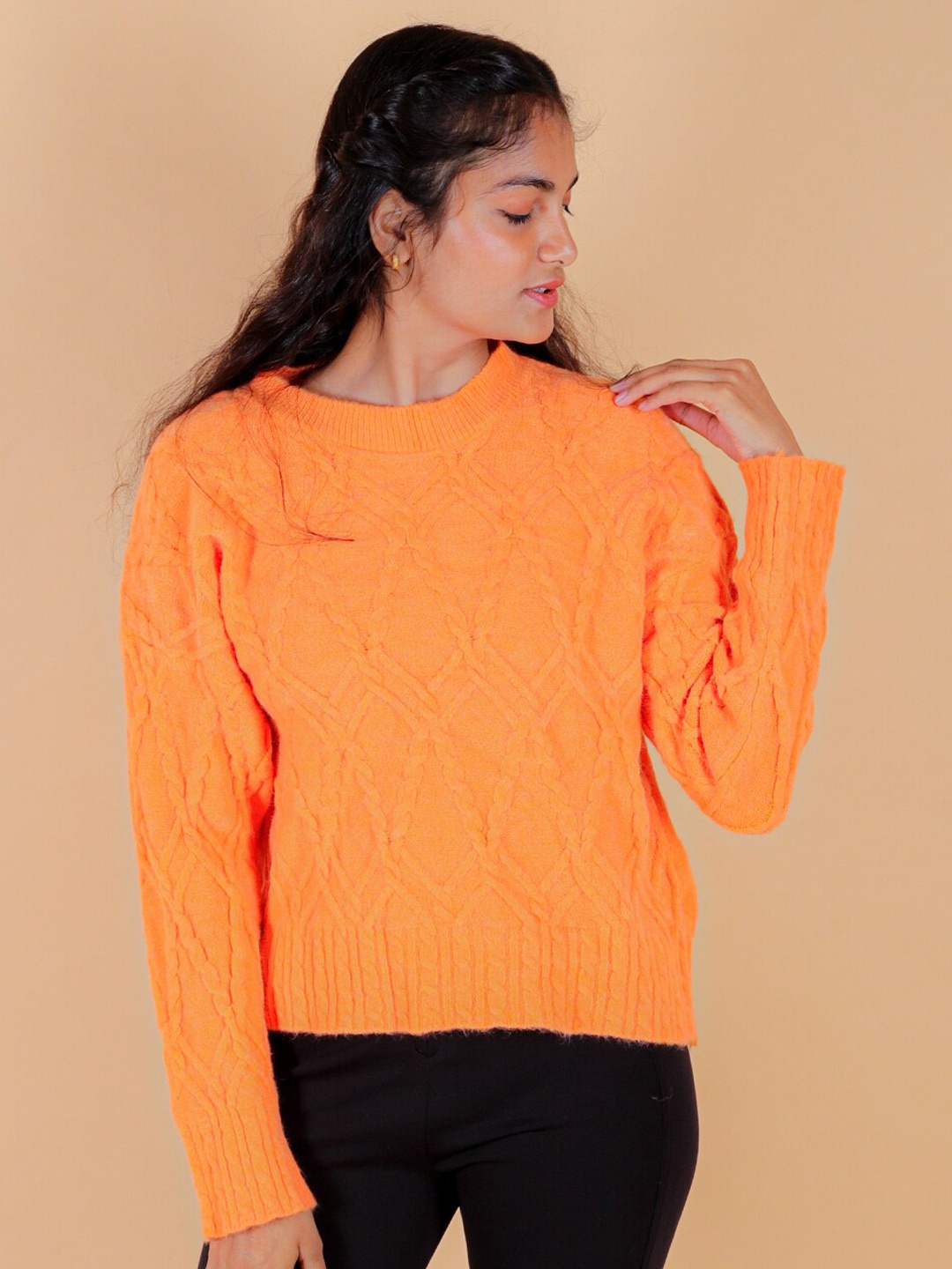 

BAESD Girls Woollen Pullover, Orange