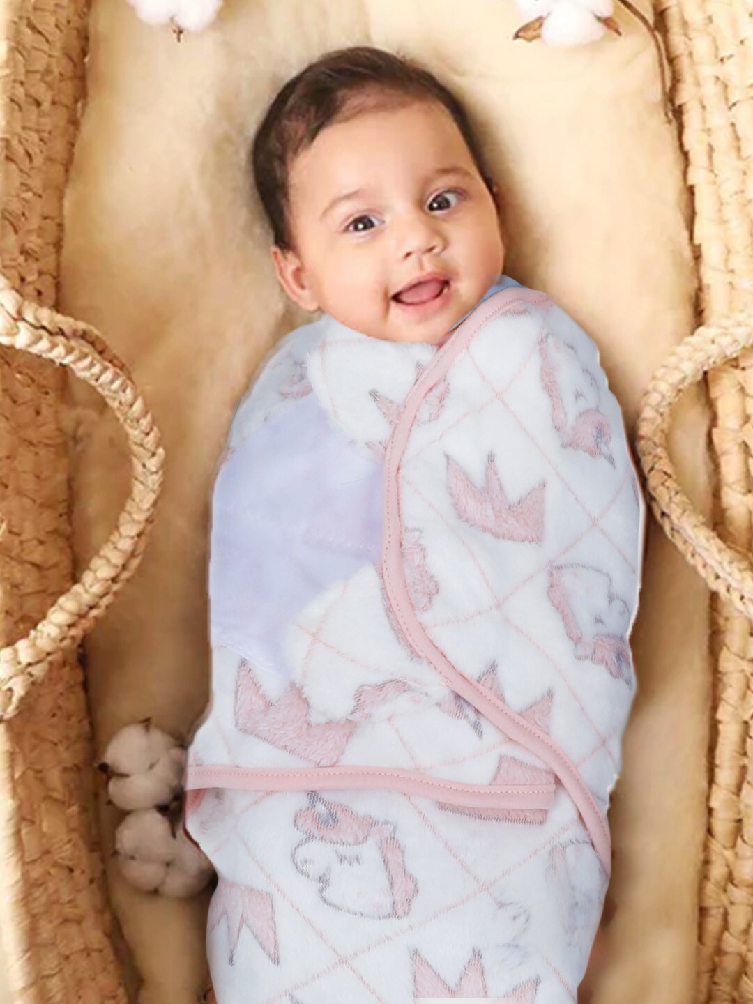

Baby Moo Infants Kids Pink Unicorn Princess Crown Mild Winter Cotton Warm Ready Swaddle