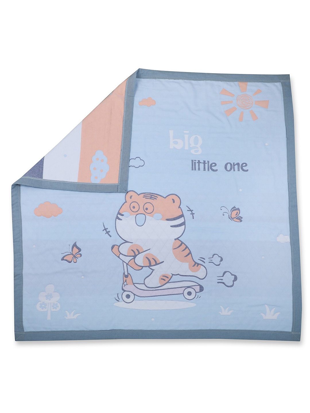 

Baby Moo Blue & White Printed Cotton Mild Winter 210 GSM Single Bed Blanket