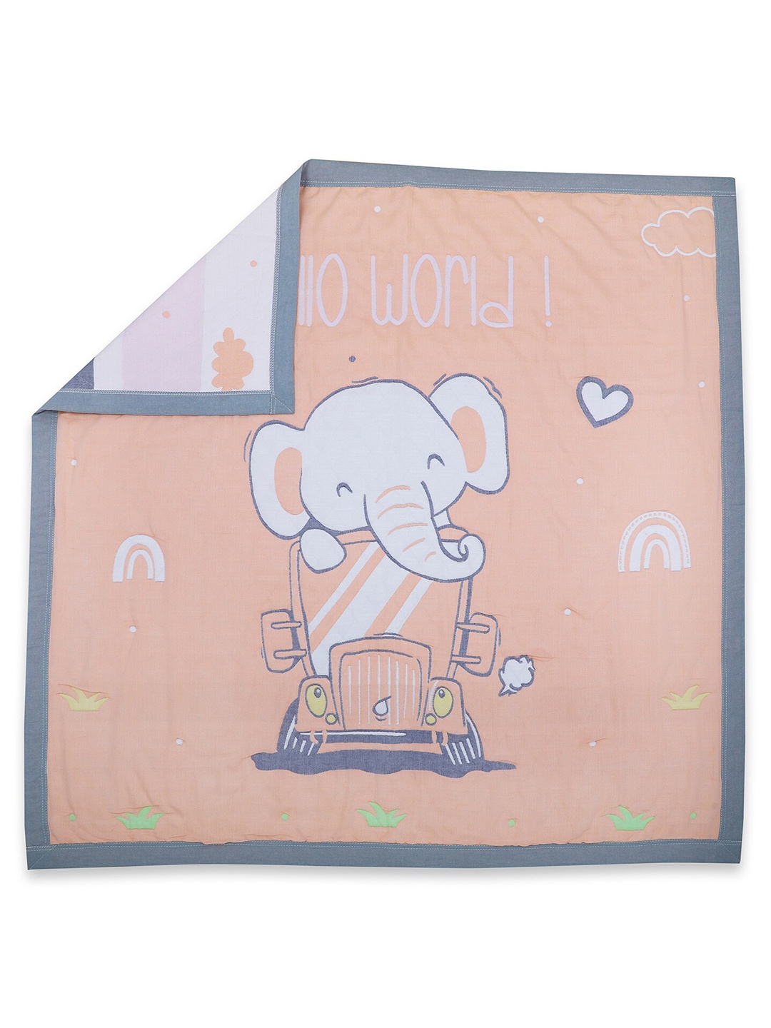 

Baby Moo Orange & White Cartoon Characters Cotton Mild Winter 210 GSM Single Bed Blanket