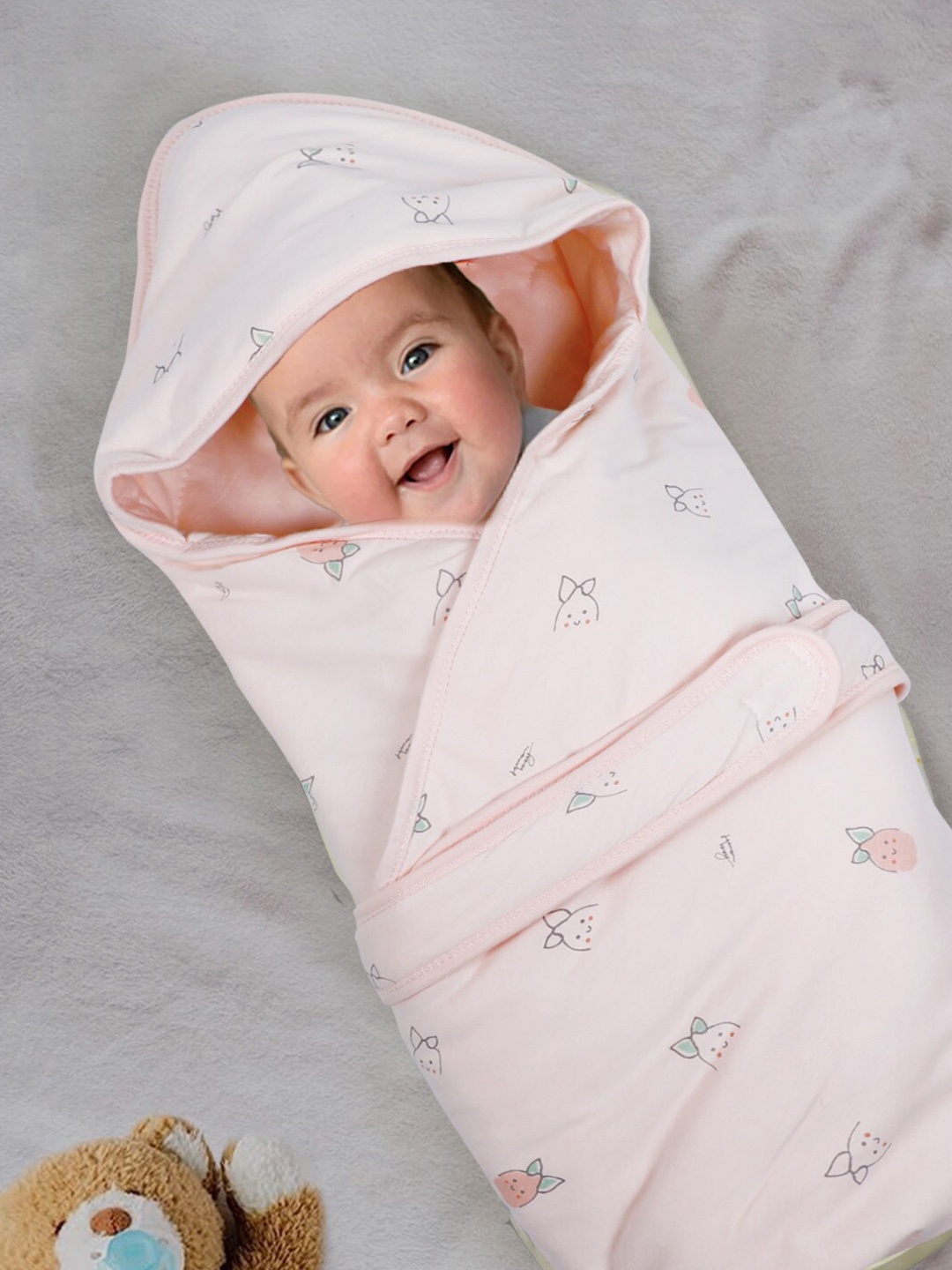 

Baby Moo Pink Cartoon Characters Cotton Mild Winter 210 GSM Single Bed Wrapper