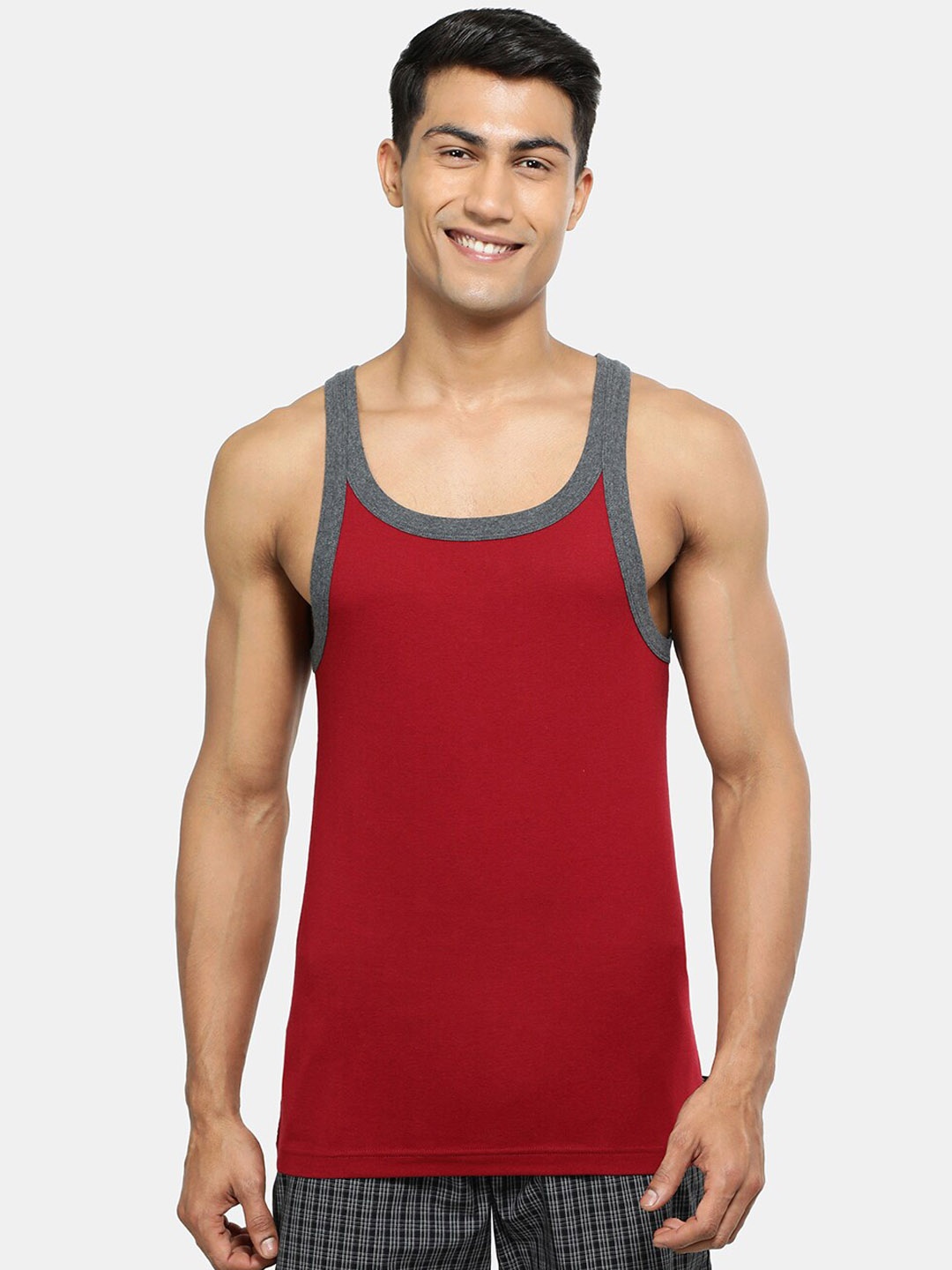 

Jockey Scoop Neck Pure Cotton Gym Vests US27-0101-RDPMB, Red