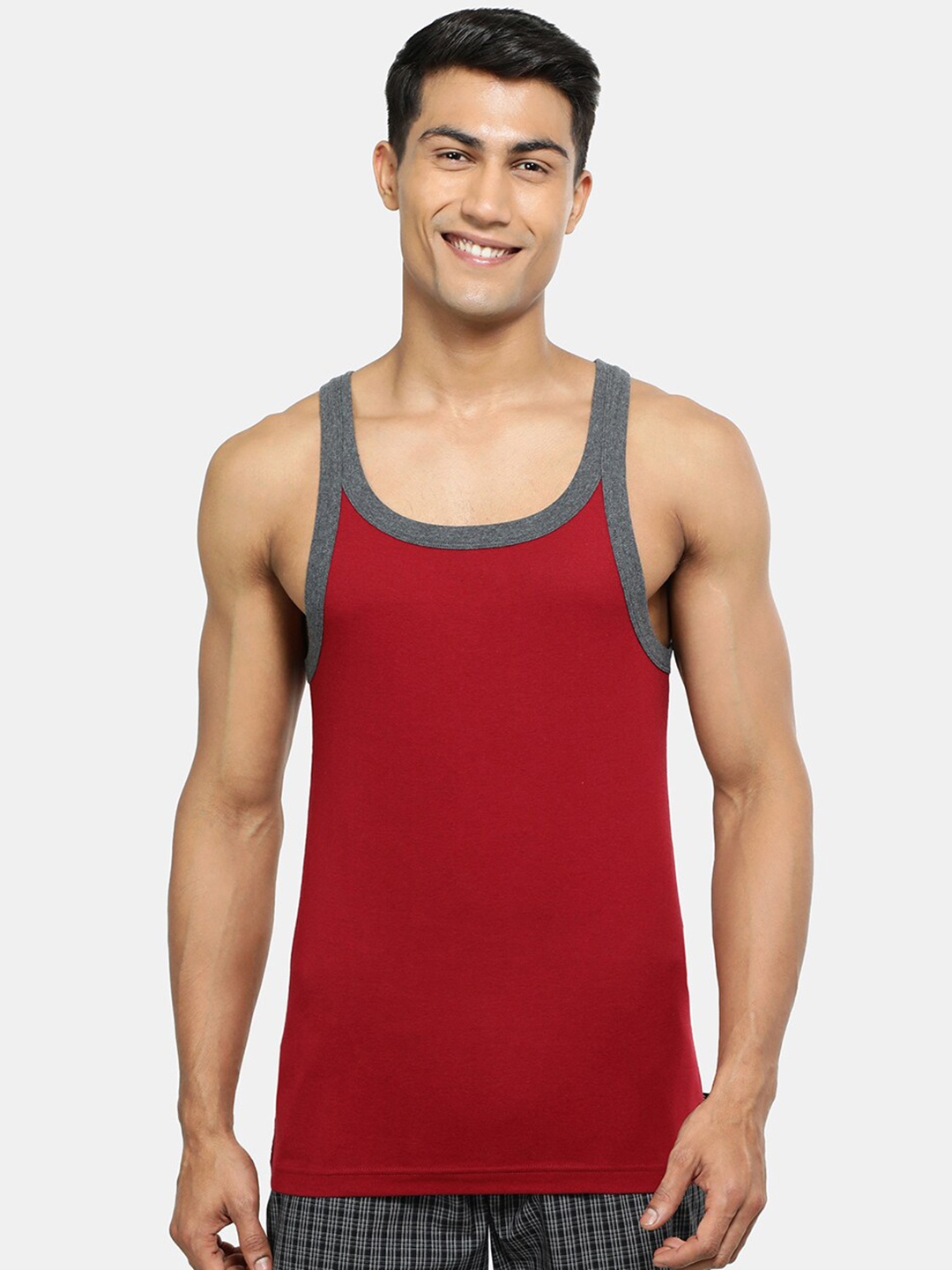

Jockey Scoop Neck Pure Cotton Gym Vests US27-0101-RDPMB, Red