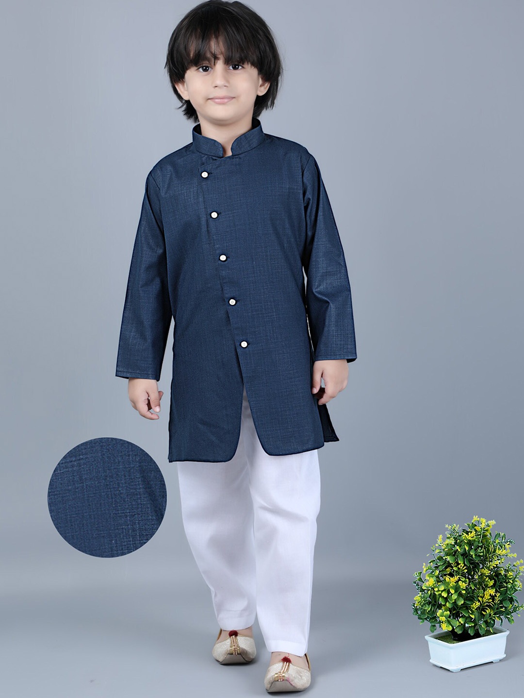 

KIDS FARM Boys Regular Kurta With Pyjama, Navy blue