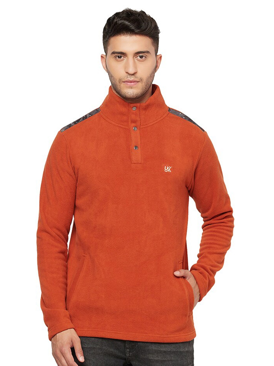 

URKNIT Mock Collar Fleece Sweatshirt, Orange