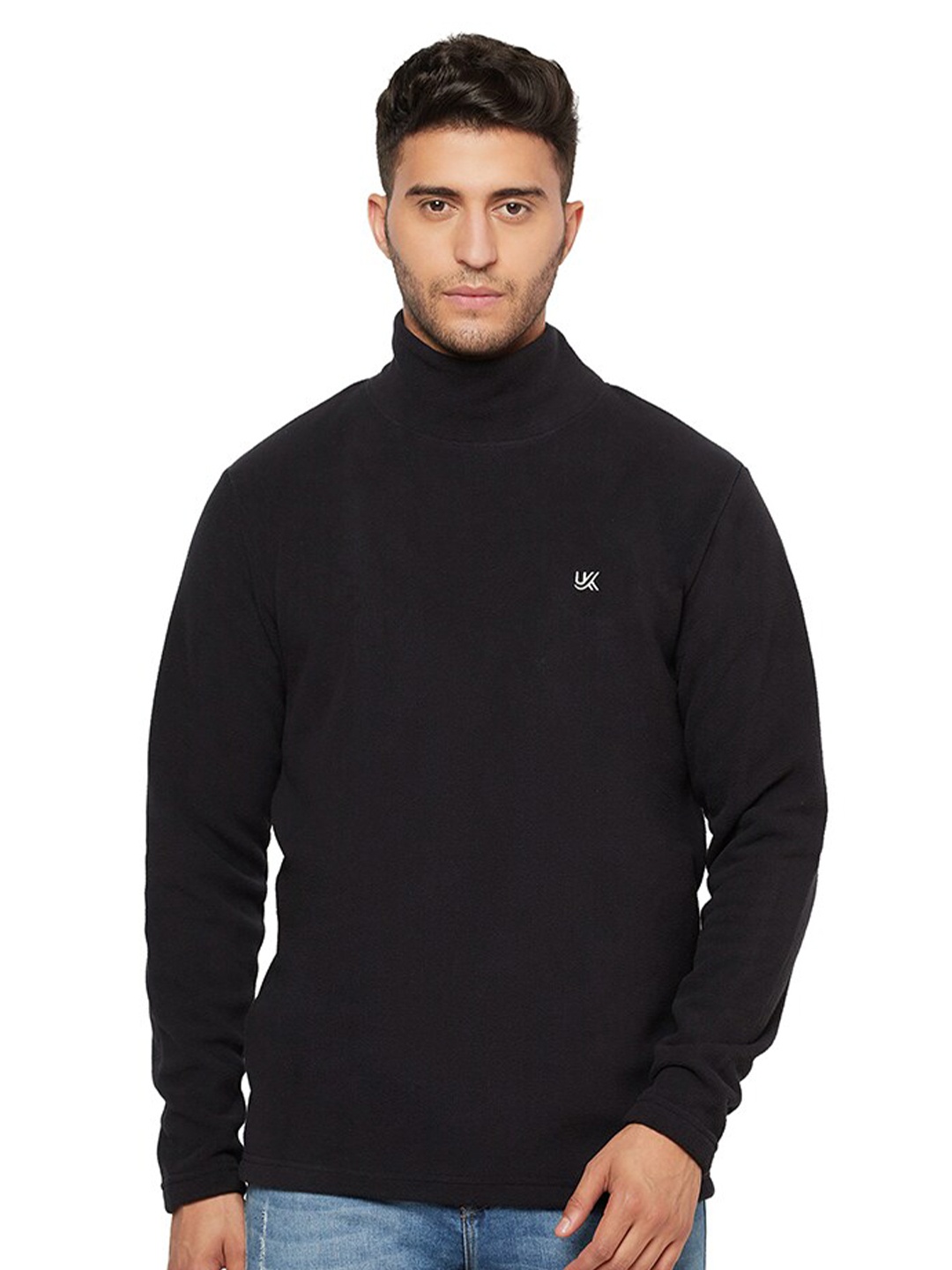 

URKNIT High Neck Fleece Sweatshirt, Black