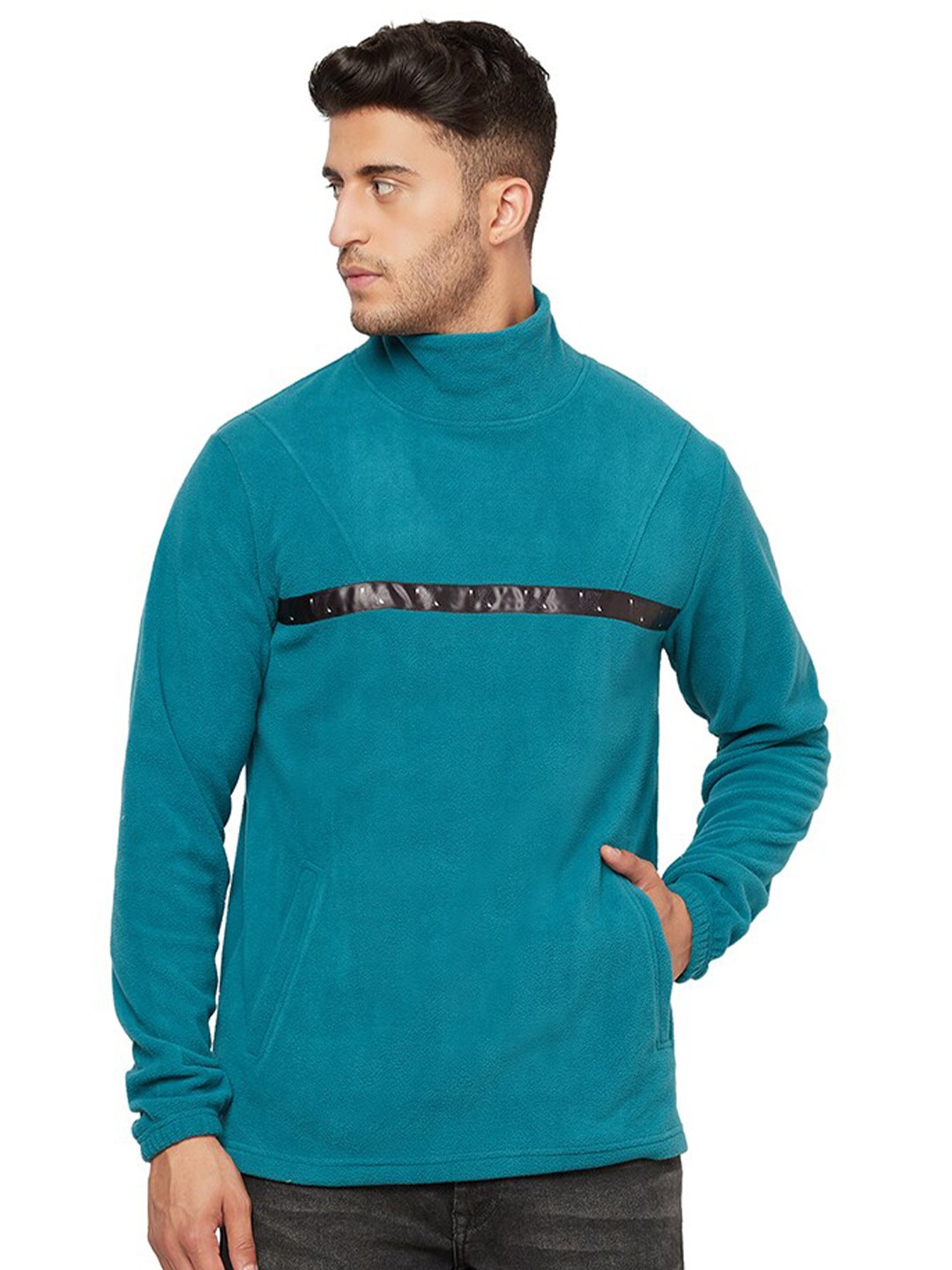 

URKNIT Fleece High Neck Sweatshirt, Green