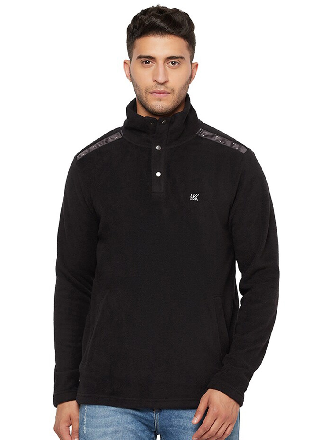 

URKNIT Fleece High Neck Sweatshirt, Black