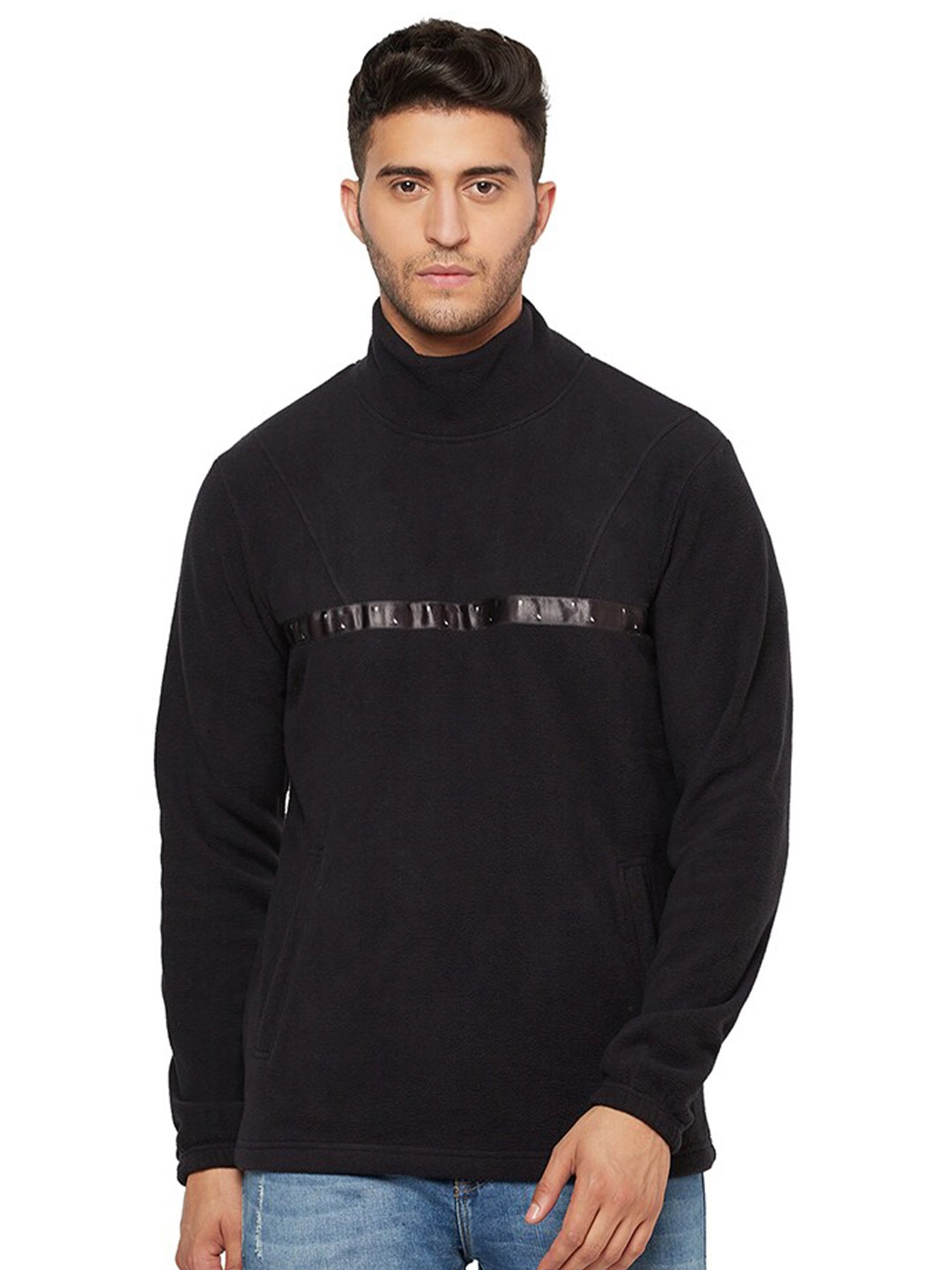 

URKNIT Fleece High Neck Sweatshirt, Black