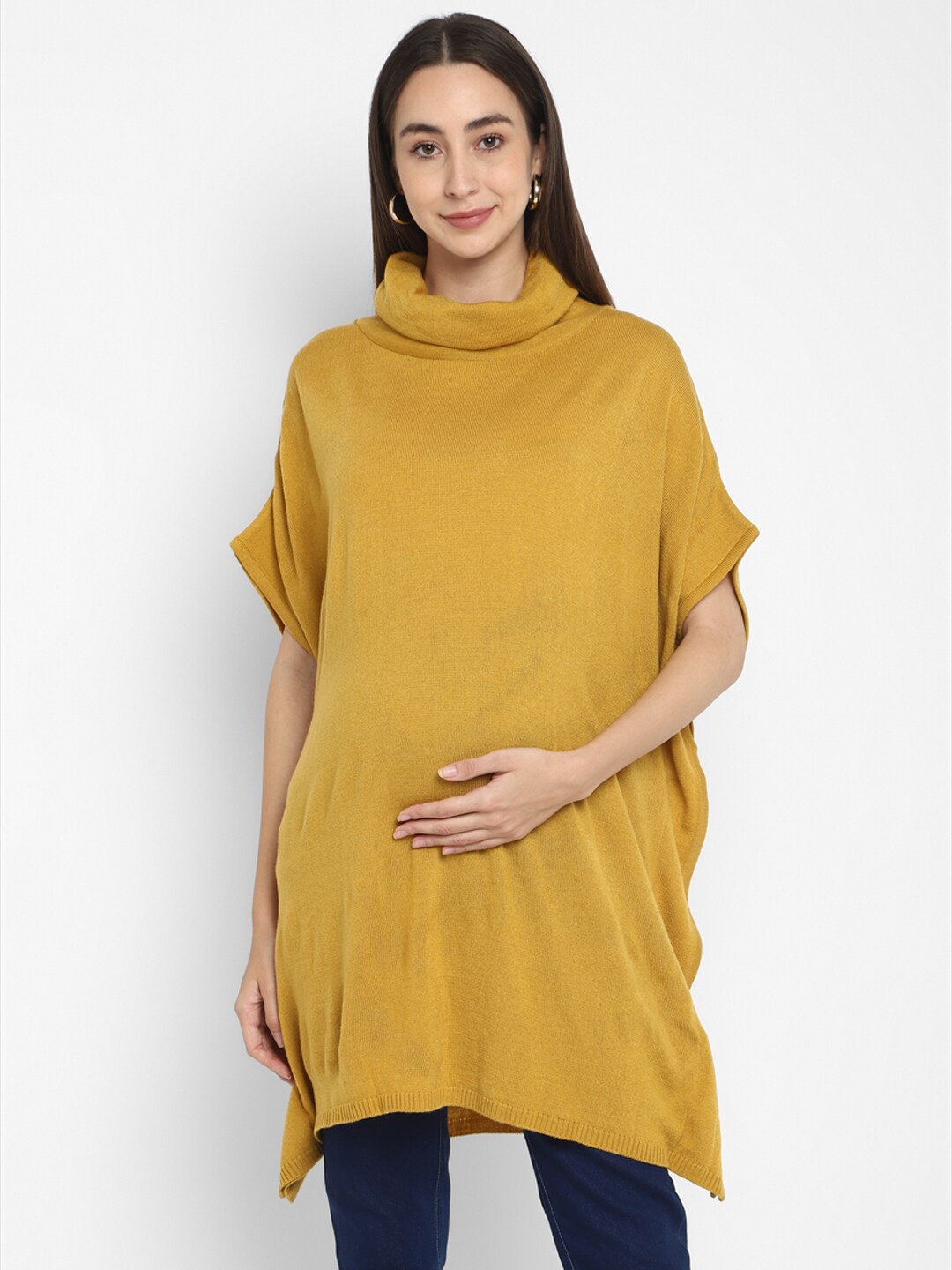 

Momsoon Maternity Turtle Neck Acrylic Maternity Poncho, Yellow