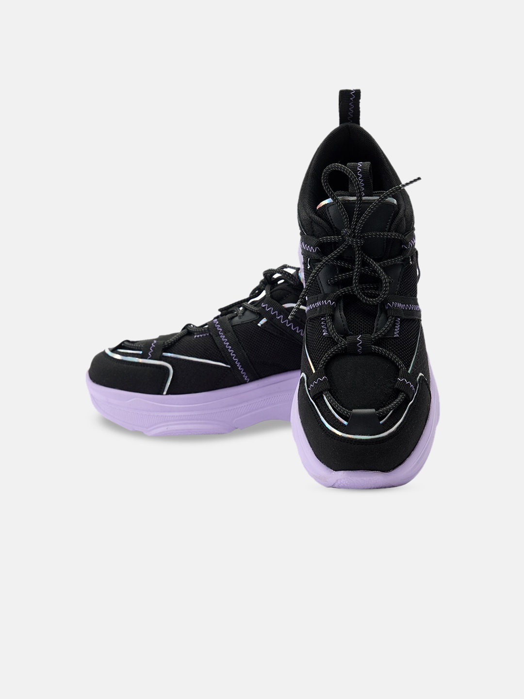 

The Souled Store Women Textured Lightweight Sneakers, Black
