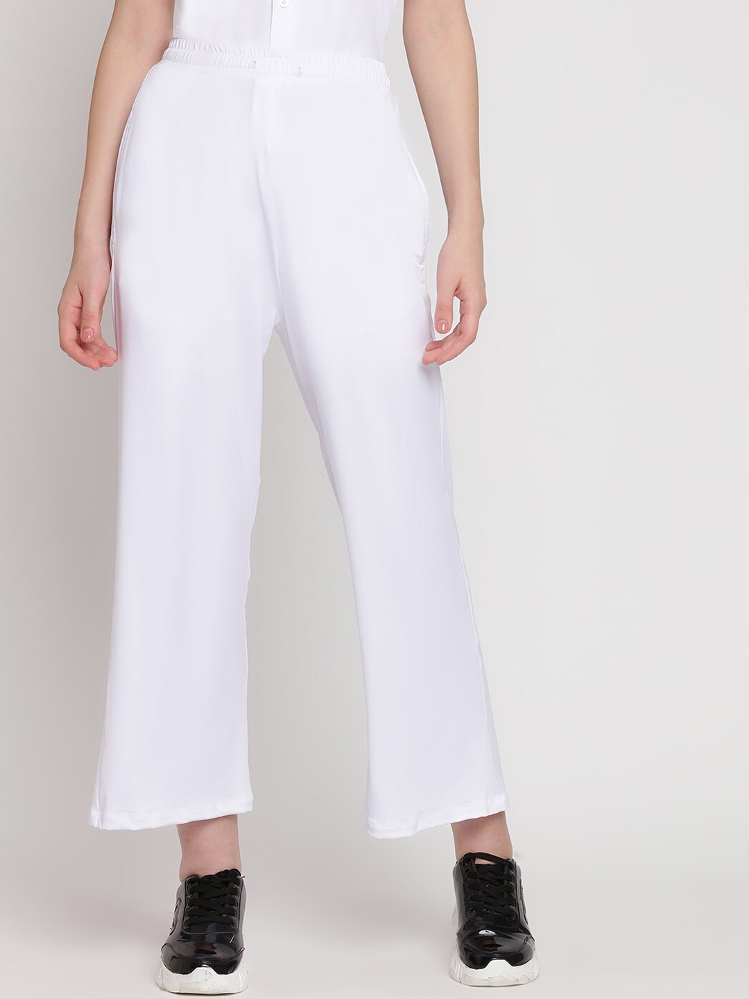 

Wearjukebox Women High Rise Parallel Trousers, White