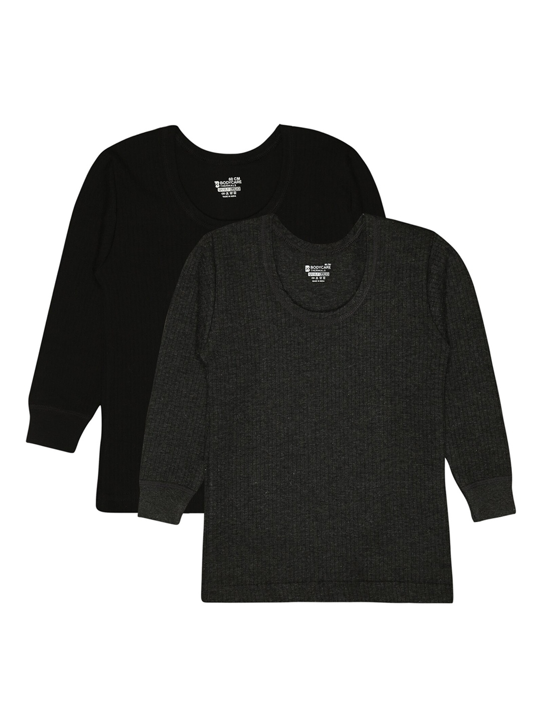 

BODYCARE INSIDER Infant Kids Pack Of 2 Round Neck Full Sleeves Thermal Tops, Black