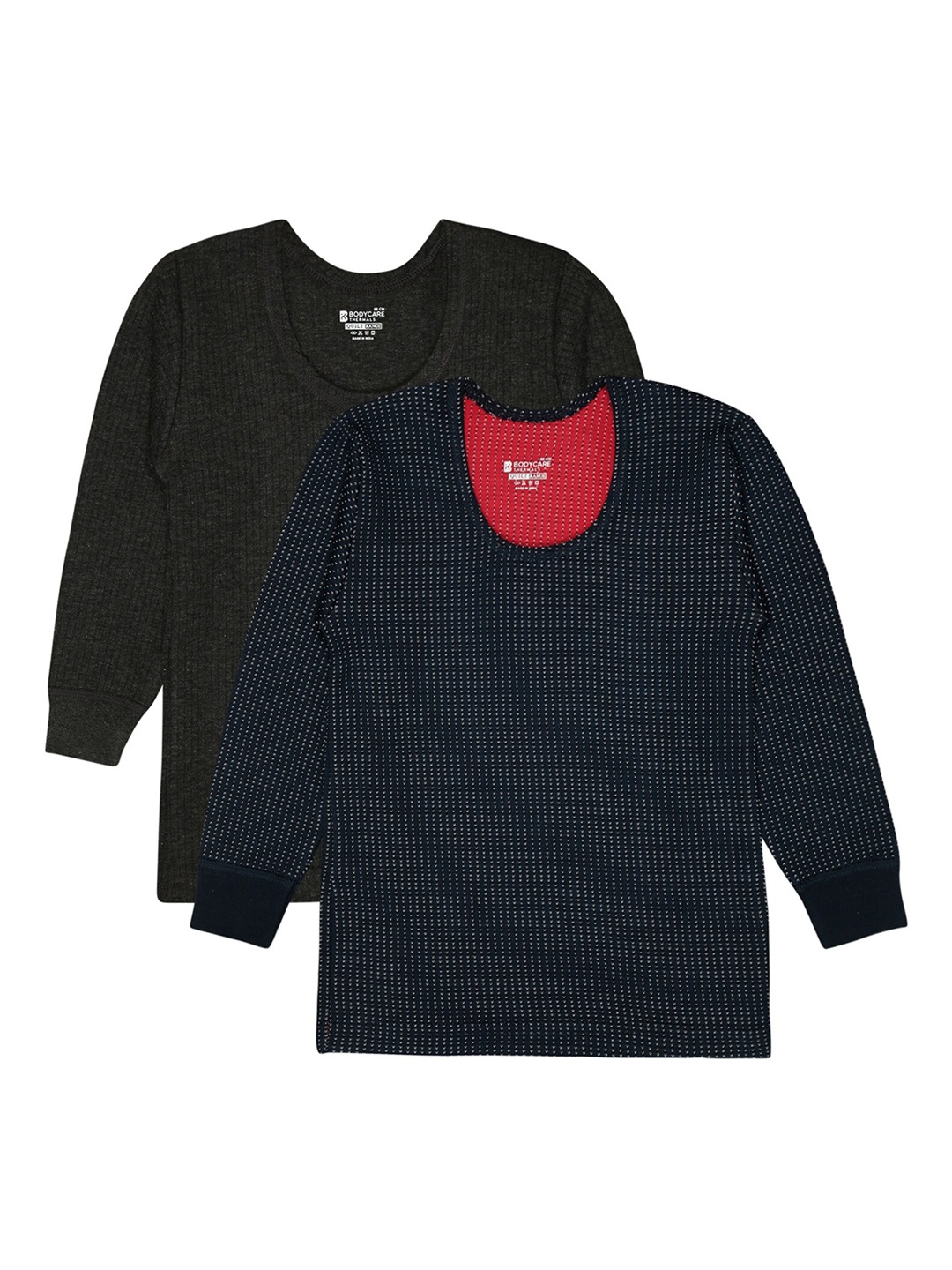 

BODYCARE INSIDER Kids Pack Of 2 Striped Thermal Tops, Navy blue