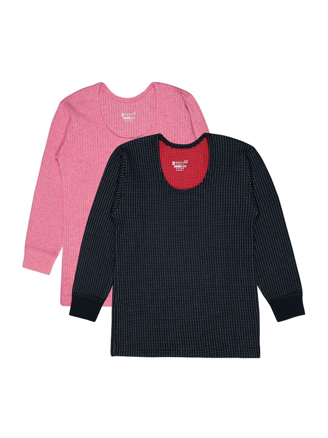 

BODYCARE INSIDER Infant Kids Pack Of 2 Round Neck Long Sleeves Thermal Tops, Fuchsia