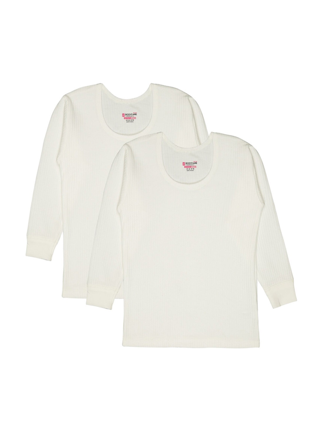 

BODYCARE INSIDER Infant Pack Of 2 Striped Round Neck Full Sleeves Thermal Tops, White