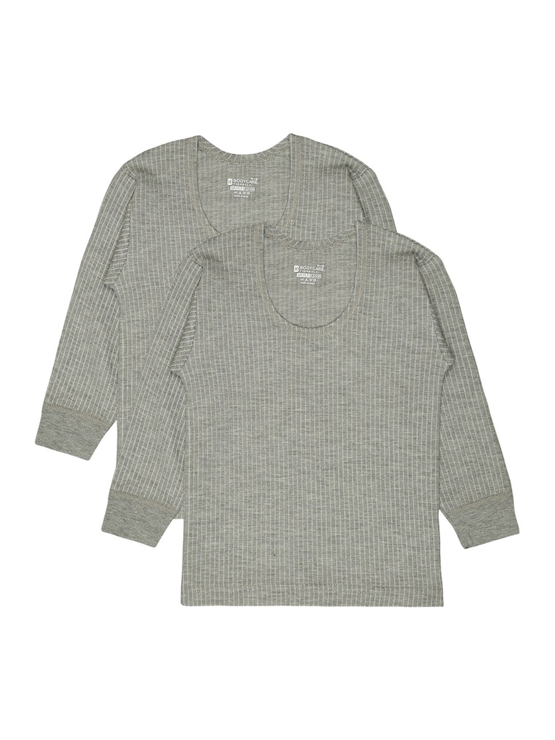 

BODYCARE INSIDER Kids Pack Of 2 Round Neck Long SleevesThermal Tops, Grey melange