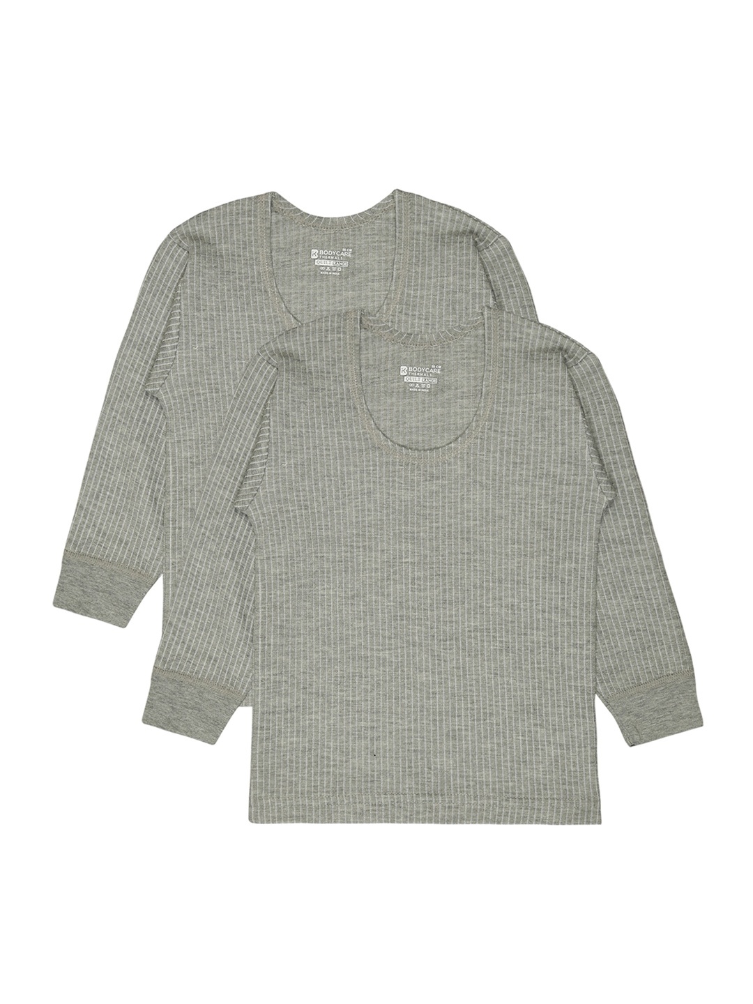 

BODYCARE INSIDER Kids Pack Of 2 Round Neck Full Sleeves Thermal Tops, Grey melange