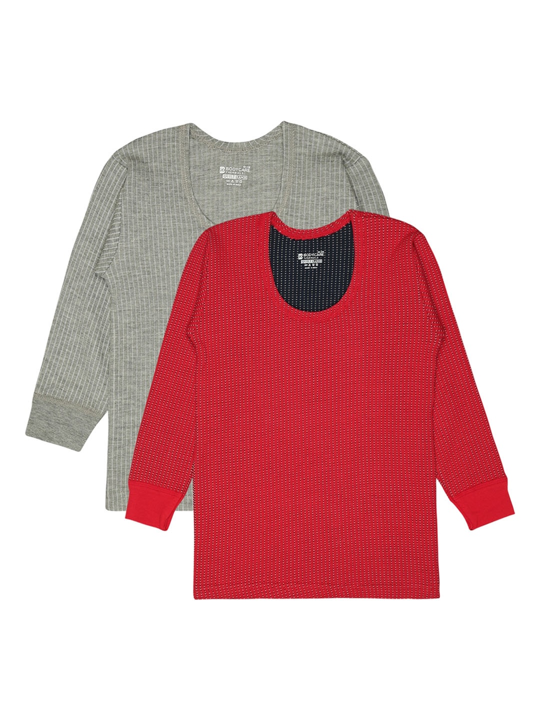 

BODYCARE INSIDER Infants Pack Of 2 Ribbed Round Neck Full Sleeves Thermal Tops, Red