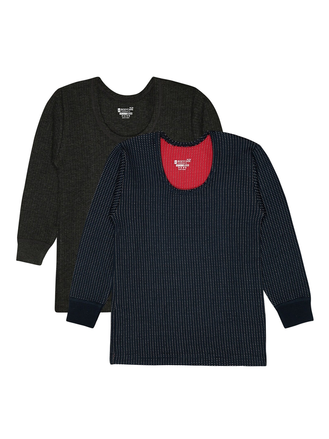 

BODYCARE INSIDER Infants Pack Of 2 Printed Round Neck Thermal Tops, Navy blue