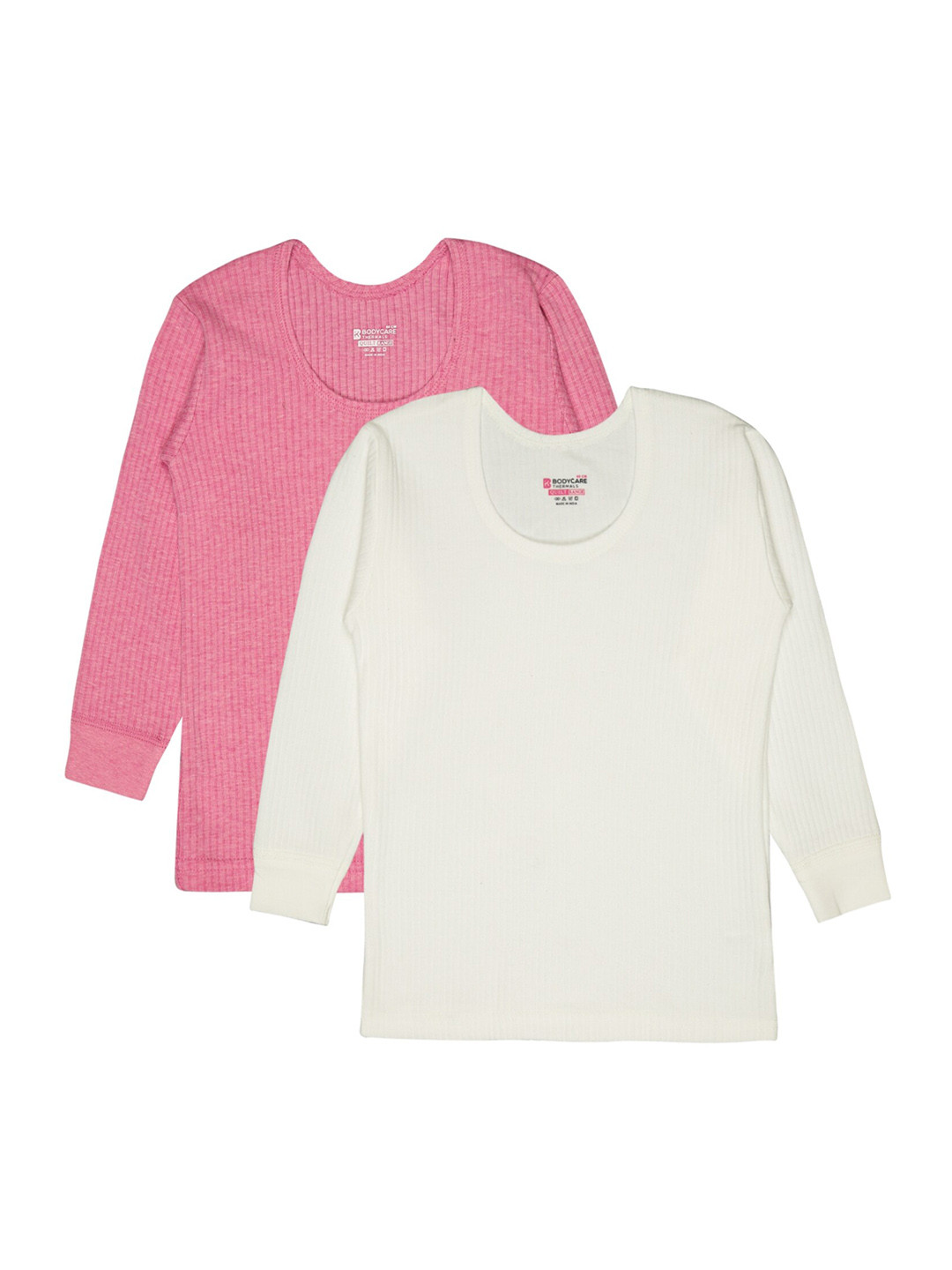 

BODYCARE INSIDER Kids Pack Of 2 Ribbed Thermal Tops, Pink