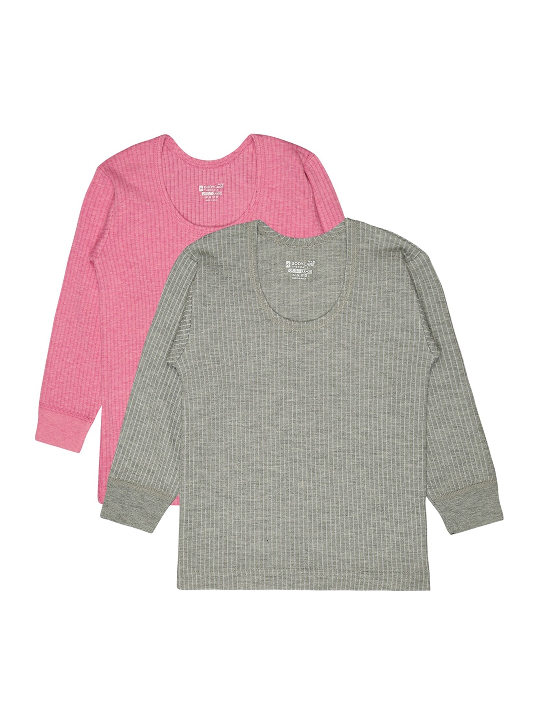 

BODYCARE INSIDER Infant Pack Of 2 Ribbed Round Neck Long Sleeves Thermal Tops, Pink